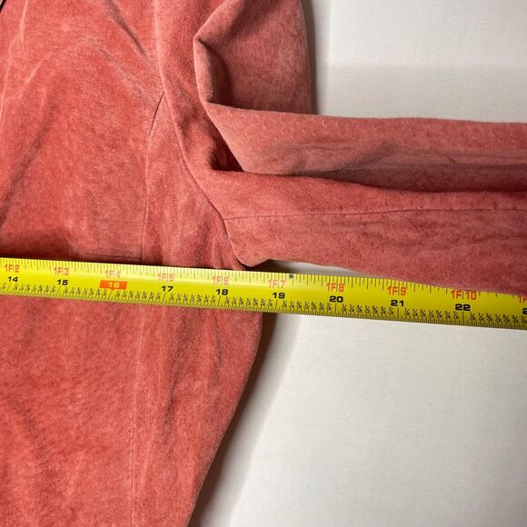 Vintage Pink Suede Leather Jacket Size 10 Peplum Western Cowgirl Mod Indie - Picture 8 of 11